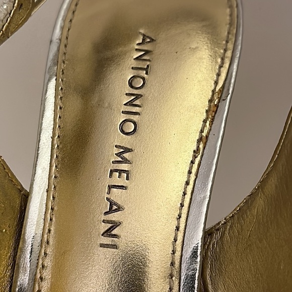 Antonio Melani Sierra Metallic Silver Slingback Peep Toe Heel Size 8M - EUC - Picture 10 of 14